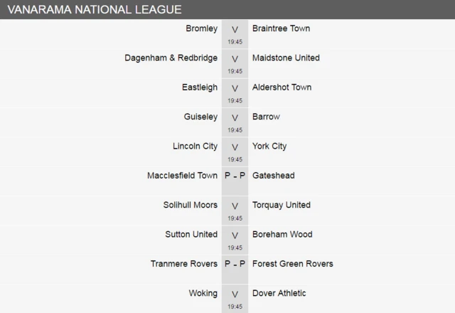 Board showing football fixtures for tonight