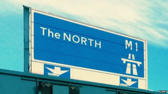 Motorway sign saying The North