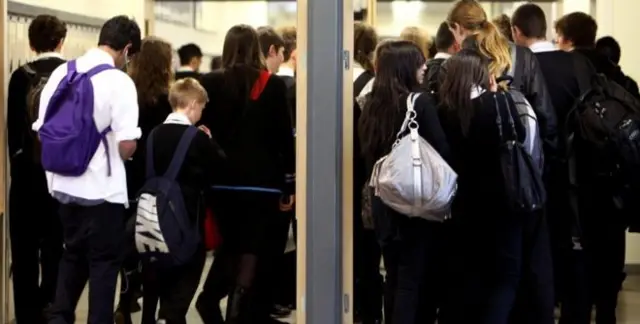 Secondary pupils in corridor