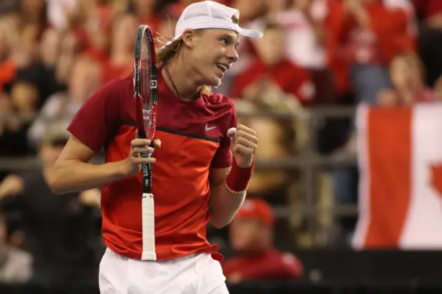 Denis Shapovalov celebrates