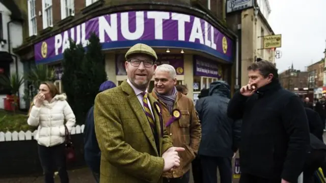 Paul Nuttall outside UKIP office in Hanley