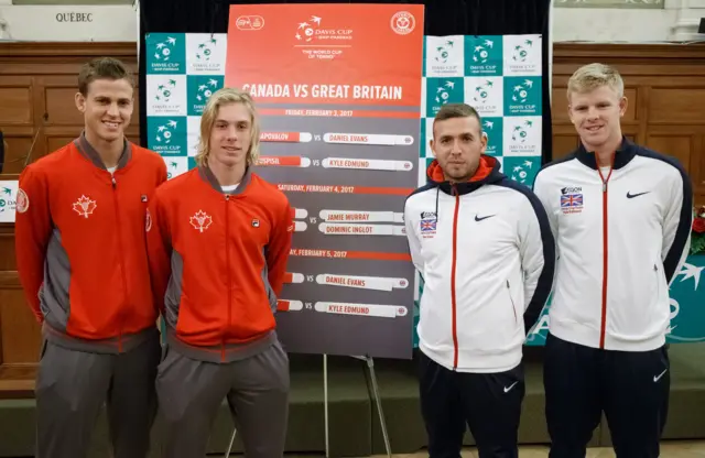 Vasek Pospisil and Denis Shapovalov with Dan Evans and Kyle Edmund