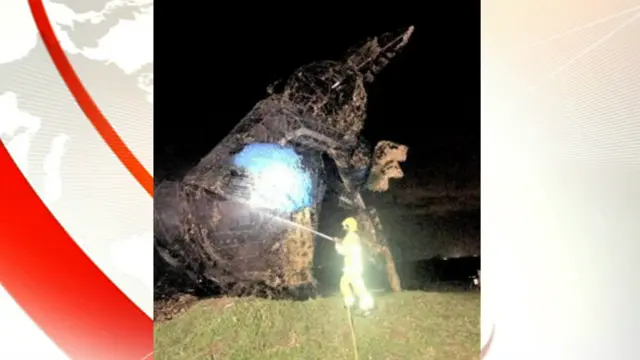 Firefighter tackling Peter Rabbit blaze