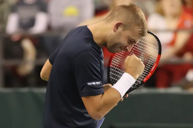 Daniel Evans of Team Great Britain reacts