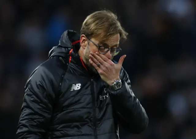 Jurgen Klopp looks dejected Reuters