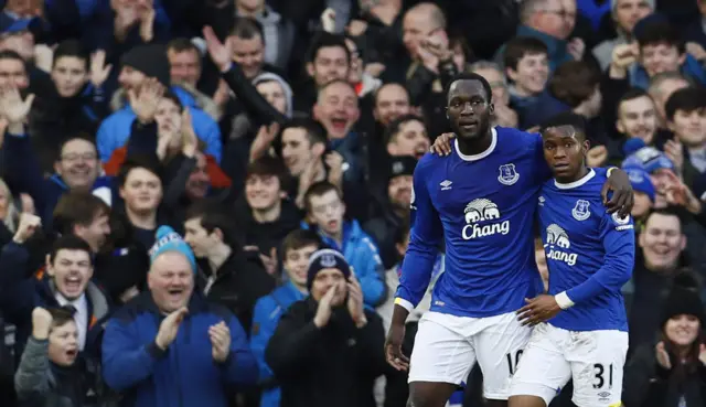 Lukaku celebrates with Lookman