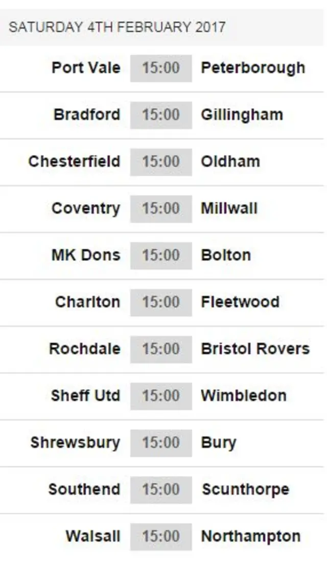 League One fixtures