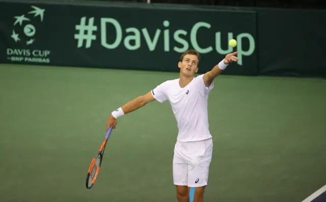 Vasek Pospisil of Canada serves