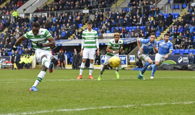 Moussa Dembele equalises from the penalty spot for Celtic