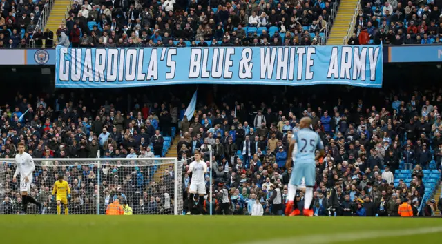 A banner at the Etihad Stadium