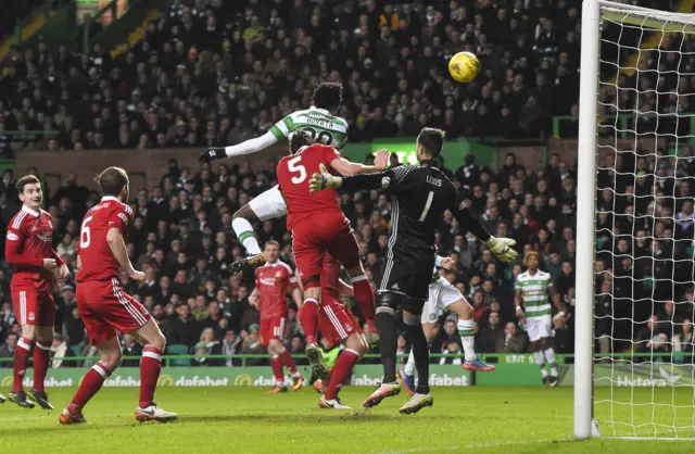 Dedryck Boyata rises to score against Aberdeen