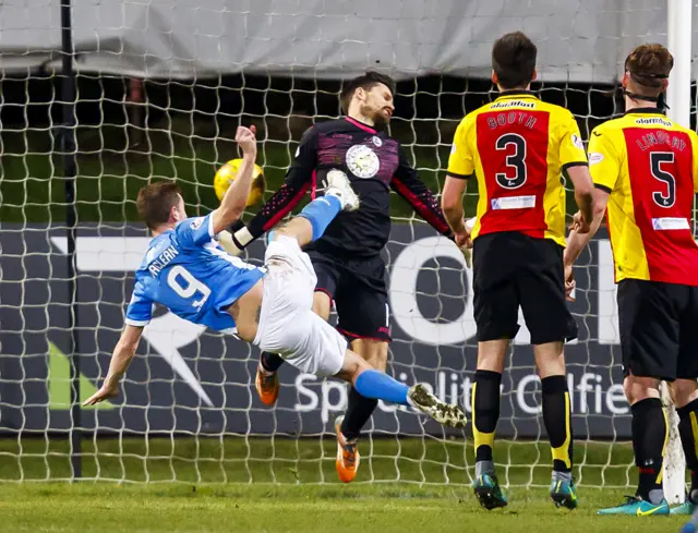 Steven MacLean scores for St Johnstone against Partick Thistle