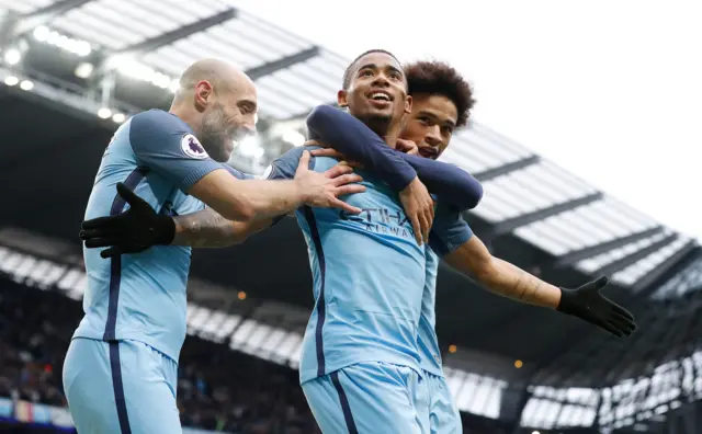 Gabriel Jesus celebrates