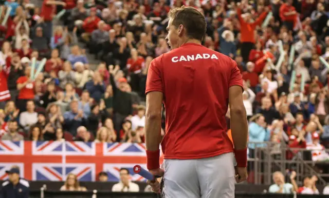 Vasek Pospisil celebrates