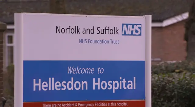 Sign for the Norfolk and Suffolk NHS Foundation Trust at Hellesdon Hospital