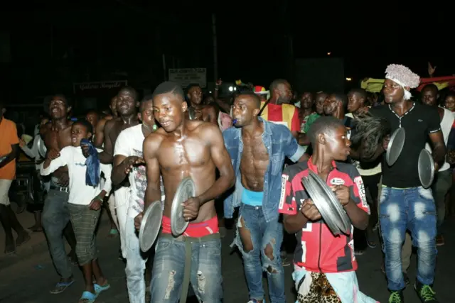 Cameroonians celebrating in Yaounde