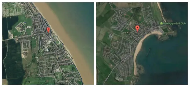 Sattelite maps of the two seaside towns