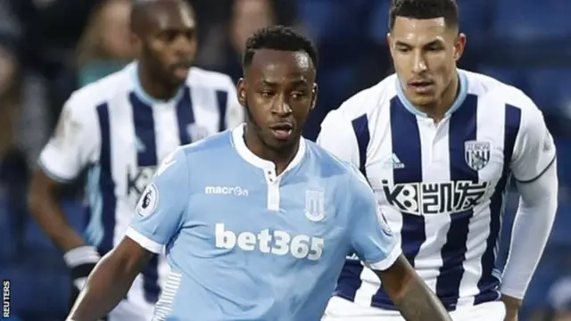 Berahino playing for Stoke against West Bromwich Albion