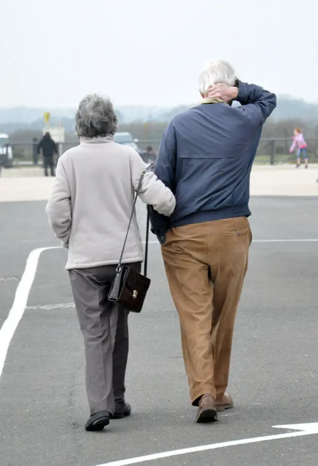 A couple walking