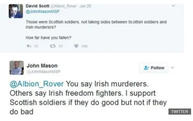 Tweets from David Scott and John Mason