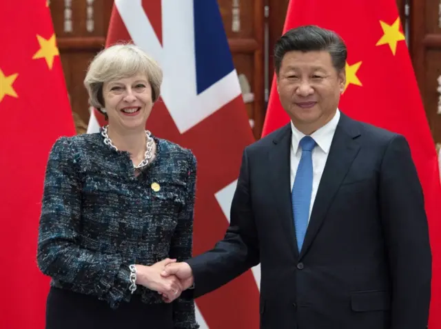 Theresa May with Chinese president Xi Jinping