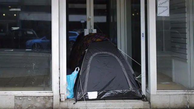 Homeless in tent