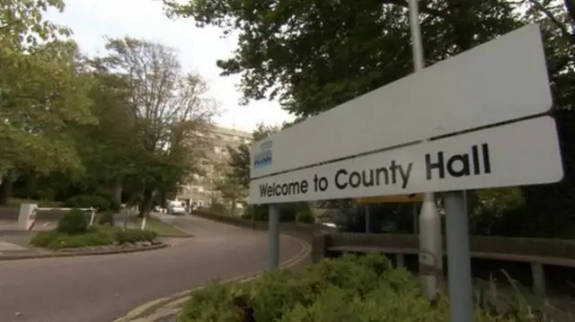 A sign outside County Hall in Lewes