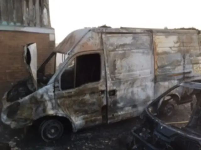 Damage to cars after fire