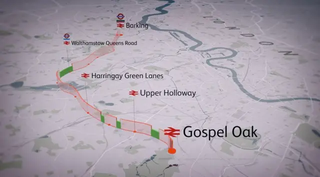 Route of the Barking to Gospel Oak line