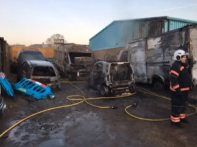 Damage to cars after fire