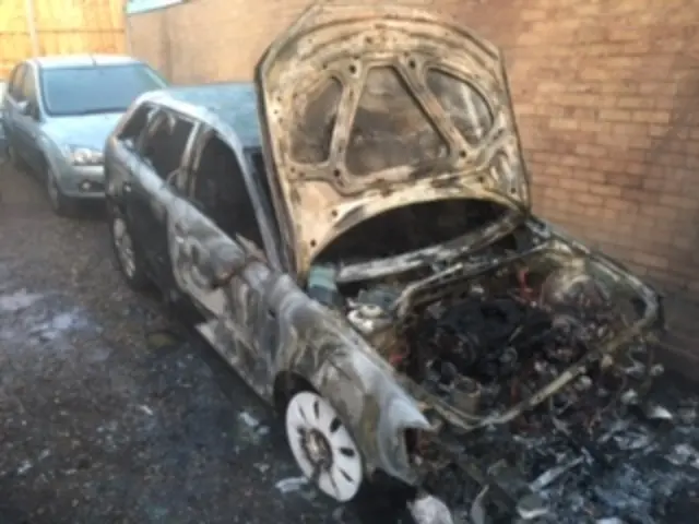 Damage to cars after fire