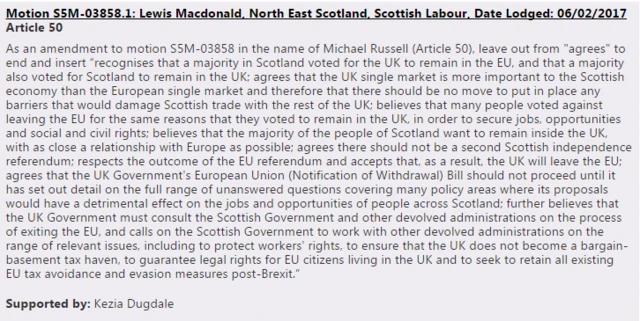 Labour amendment