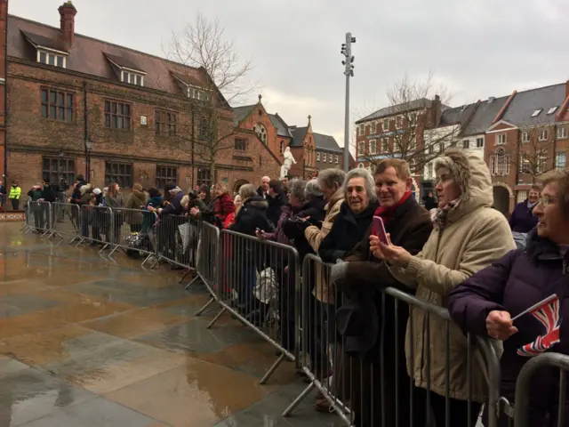 Crowd outside Holy Trinity Church