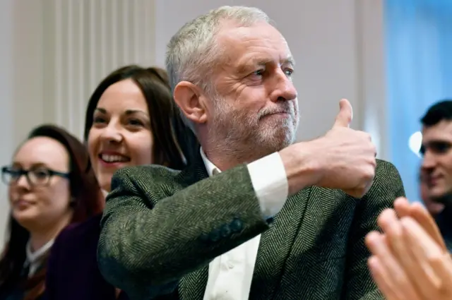 Jeremy Corbyn at a meeting in Glasgow