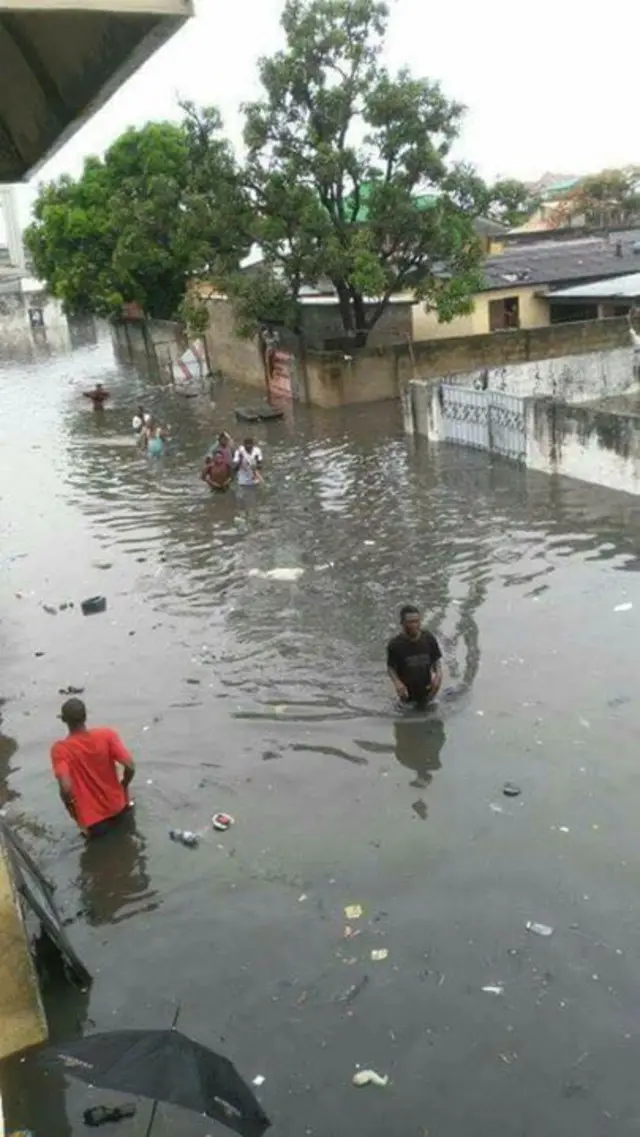 A flooded street in Kinshasa