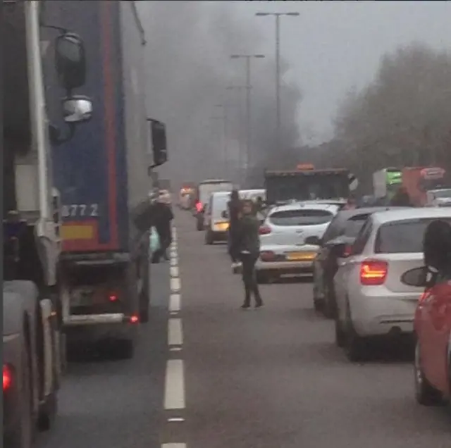 Lorry crash traffic on A12