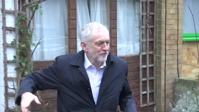 Jeremy Corbyn leaving his home in north London