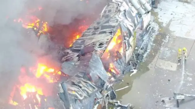 The fire at its height