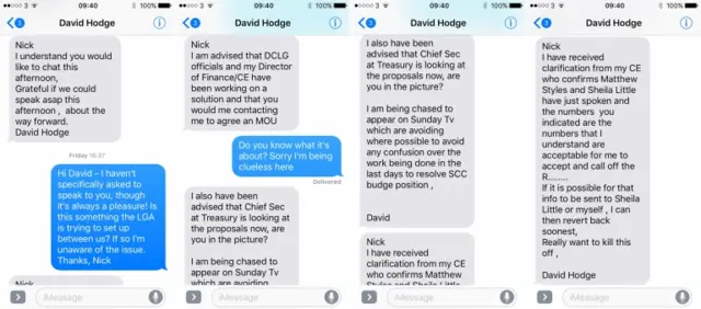 Details of texts sent and received by Surrey Council leader David Hodge