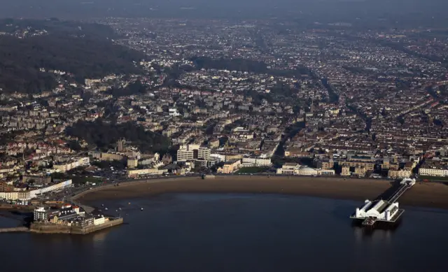 Aerial view of Weston-super-Mare.