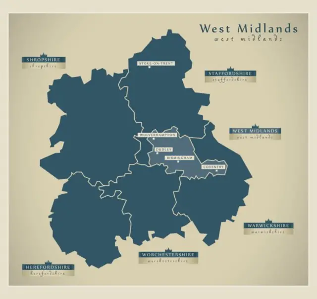 map of the West Midlands