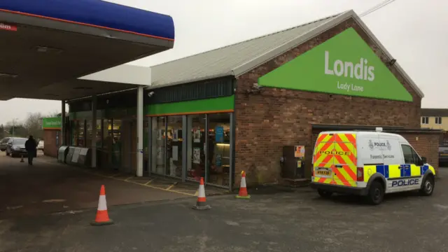 Lady Lane service station this morning after ram-raid