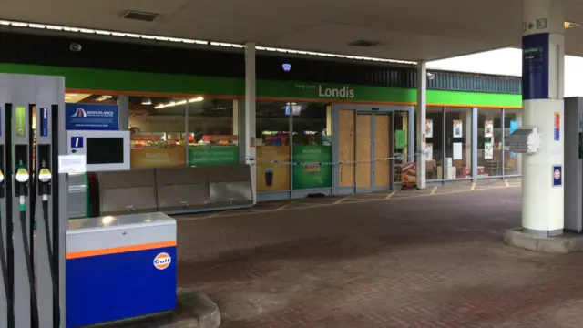 Lady Lane service station this morning after ram-raid