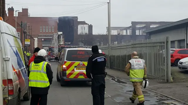 Building fire in Leicester