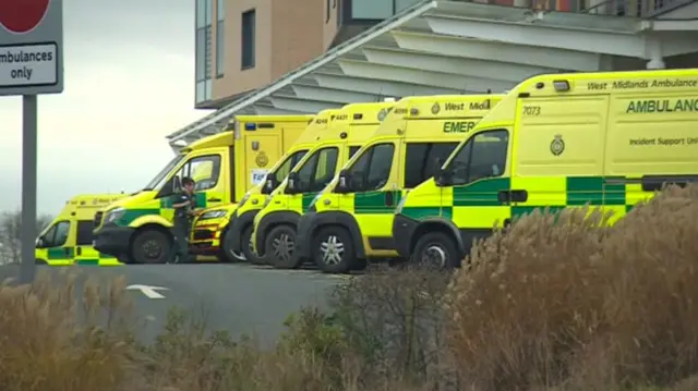 Ambulances outside the Royal Stoke University Hospital