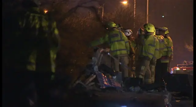 Crews at the crash site