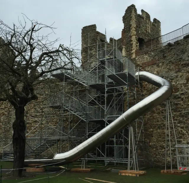 Slide installed at Framlingham Castle