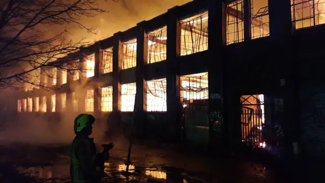 Building fire in Leicester