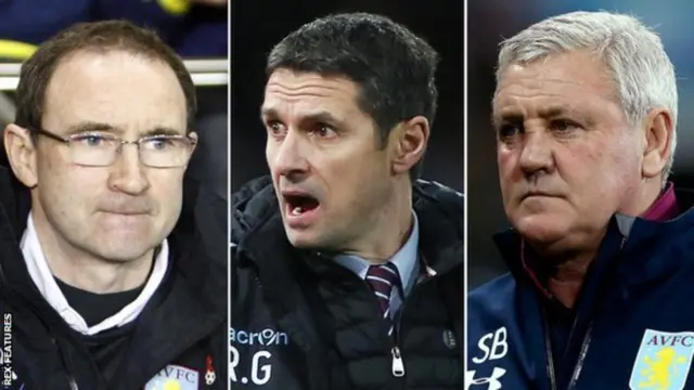 
          Former Aston Villa managers Martin O'Neill, Remi Garde and current manager Steve Bruce
        