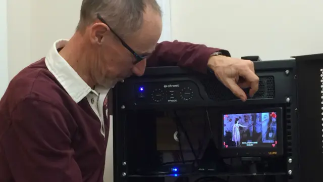 Richard Seppings with the new cinema equipment